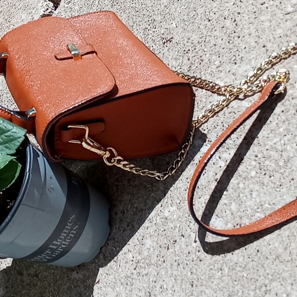 Terracotta crossbody handbag purse chain mini bag new - Picture 3 of 5